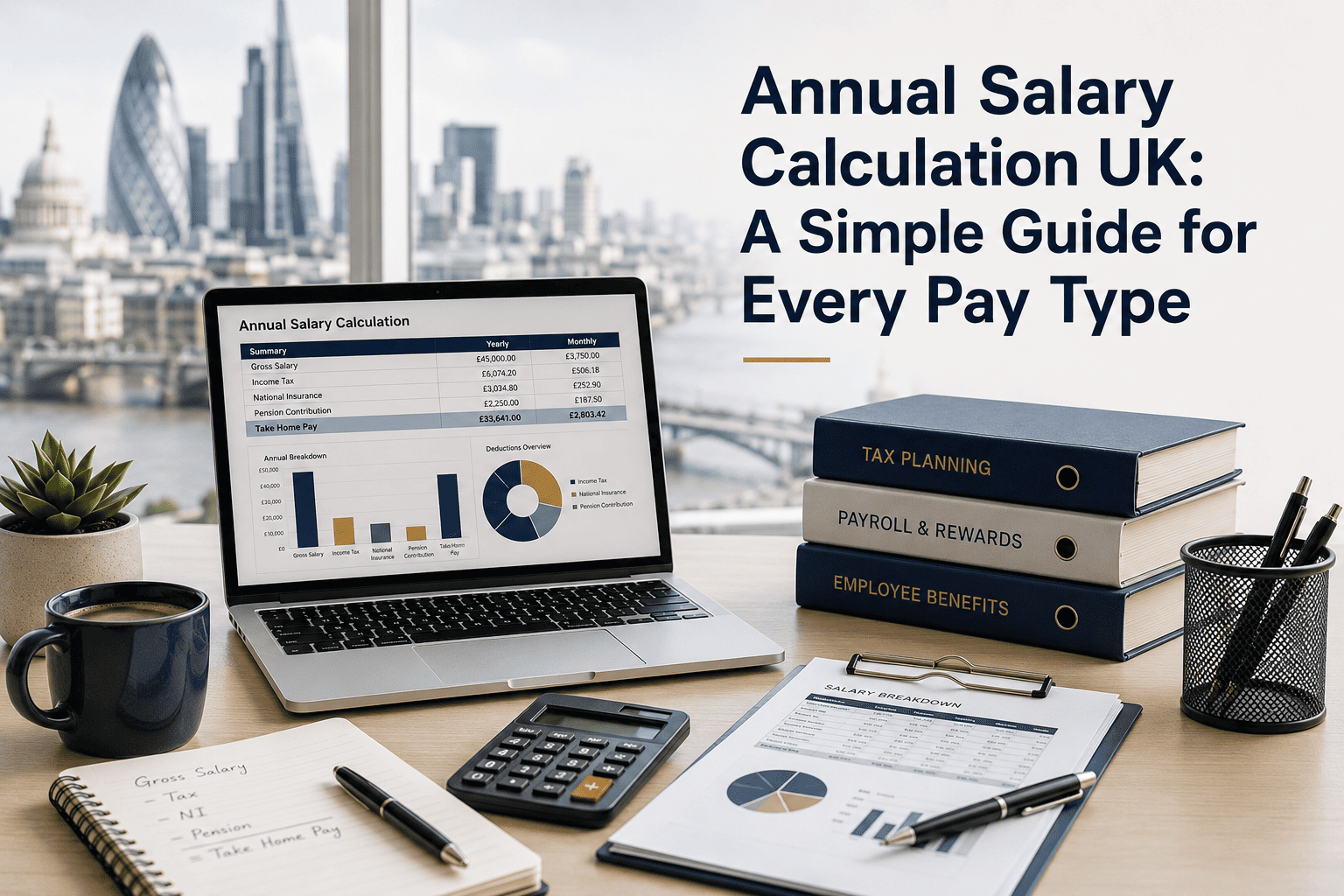 Annual salary calculation UK guide showing payroll, tax, National Insurance and take-home pay