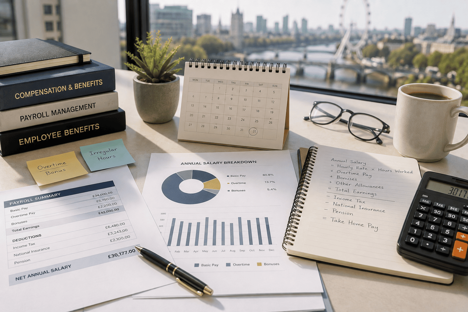 Calculating annual salary with overtime, bonuses and irregular working hours in the UK